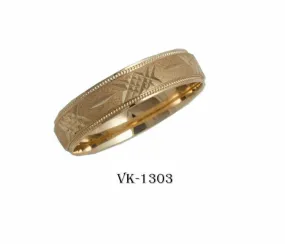 18k Solid Gold Elegant Ladies Modern Sandstone Finish Flat Band 5mm Ring VK1303v