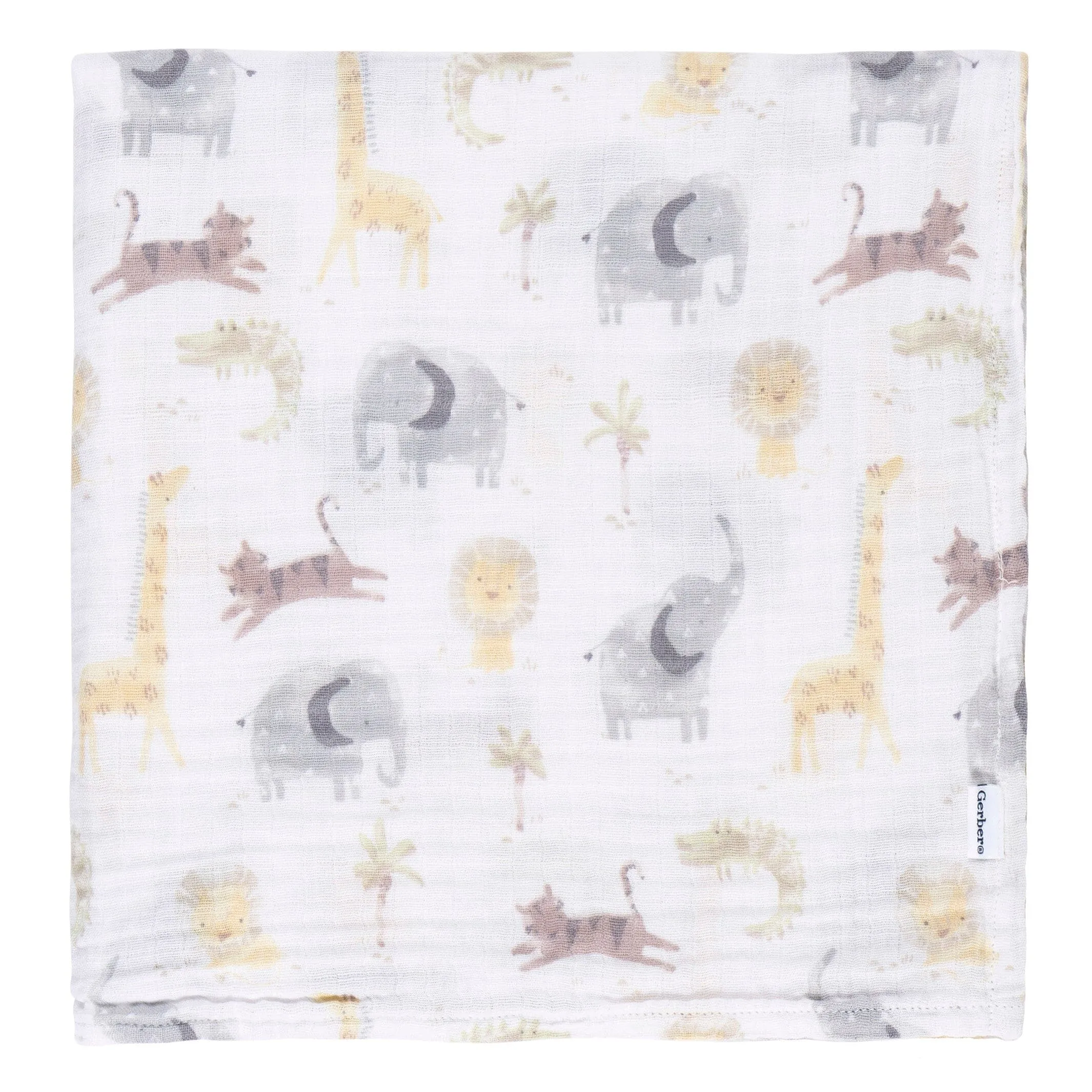 2-Pack Baby Neutral Animal Geo Muslin Blankets