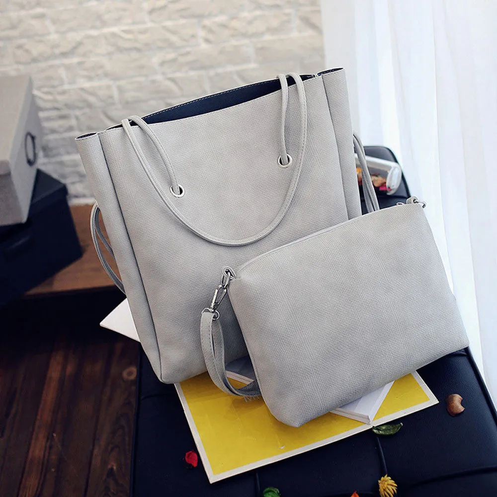 2 pcs Bag Vintage Leather Crossbody Shoulder Shoulder Bags+Clutch Bag women messenger bags Ladies Tote