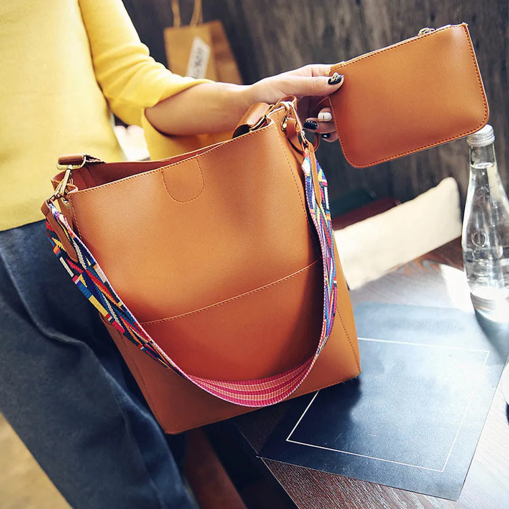 2 pcs Women Bag Vintage Leather messenger bags +Crossbody Shoulder Bags Bag luxury hbags bolsa feminina Ladies Clutch