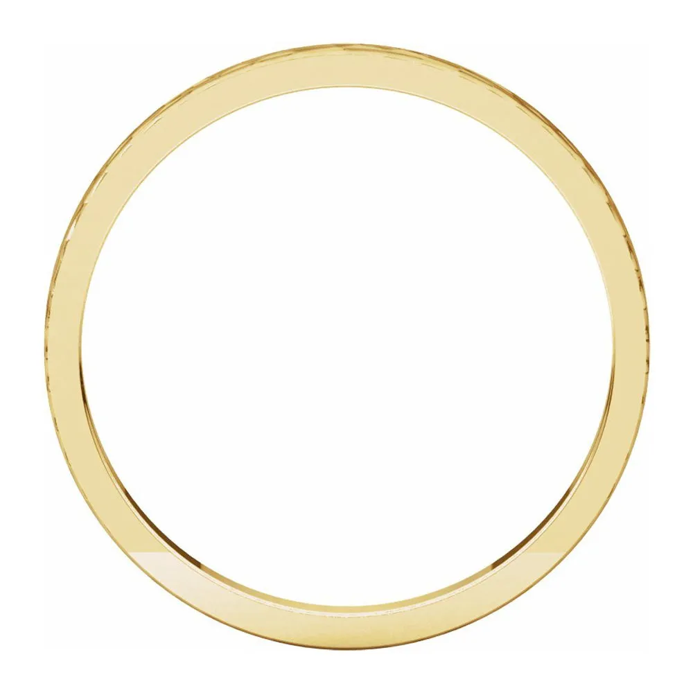 2mm 14K Yellow Gold Hammered Flat Standard Fit Band