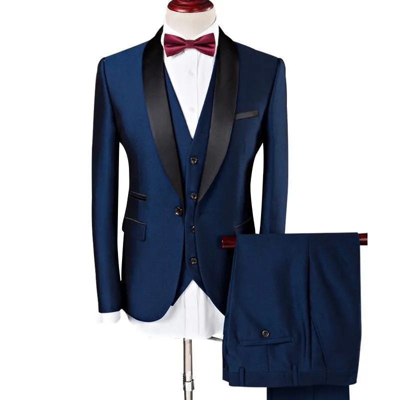 3-Piece Suit Men's Wedding Suits Shawl Collar Slim Fit Suit