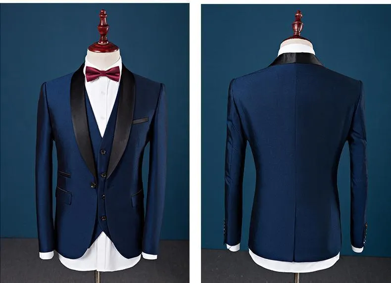 3-Piece Suit Men's Wedding Suits Shawl Collar Slim Fit Suit