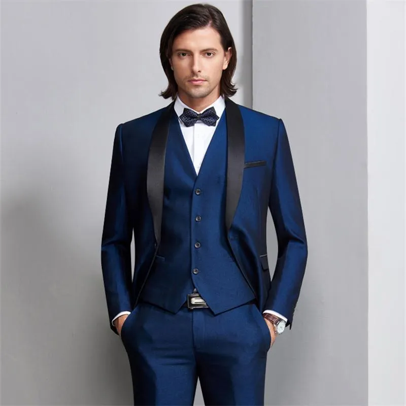 3-Piece Suit Men's Wedding Suits Shawl Collar Slim Fit Suit