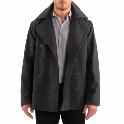 Alpine Swiss Mason Mens Wool Blend Classic Pea Coat Jacket