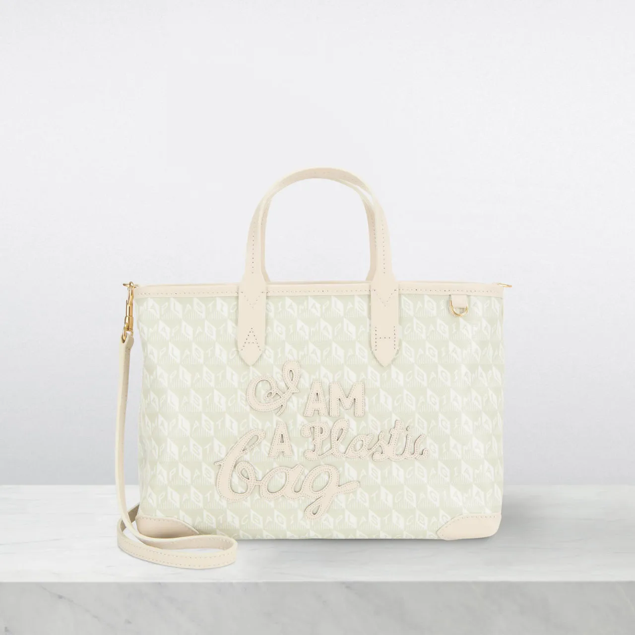 ANYA HINDMARCH I Am A Plastic Bag XS Motif Tote Bag - Chalk