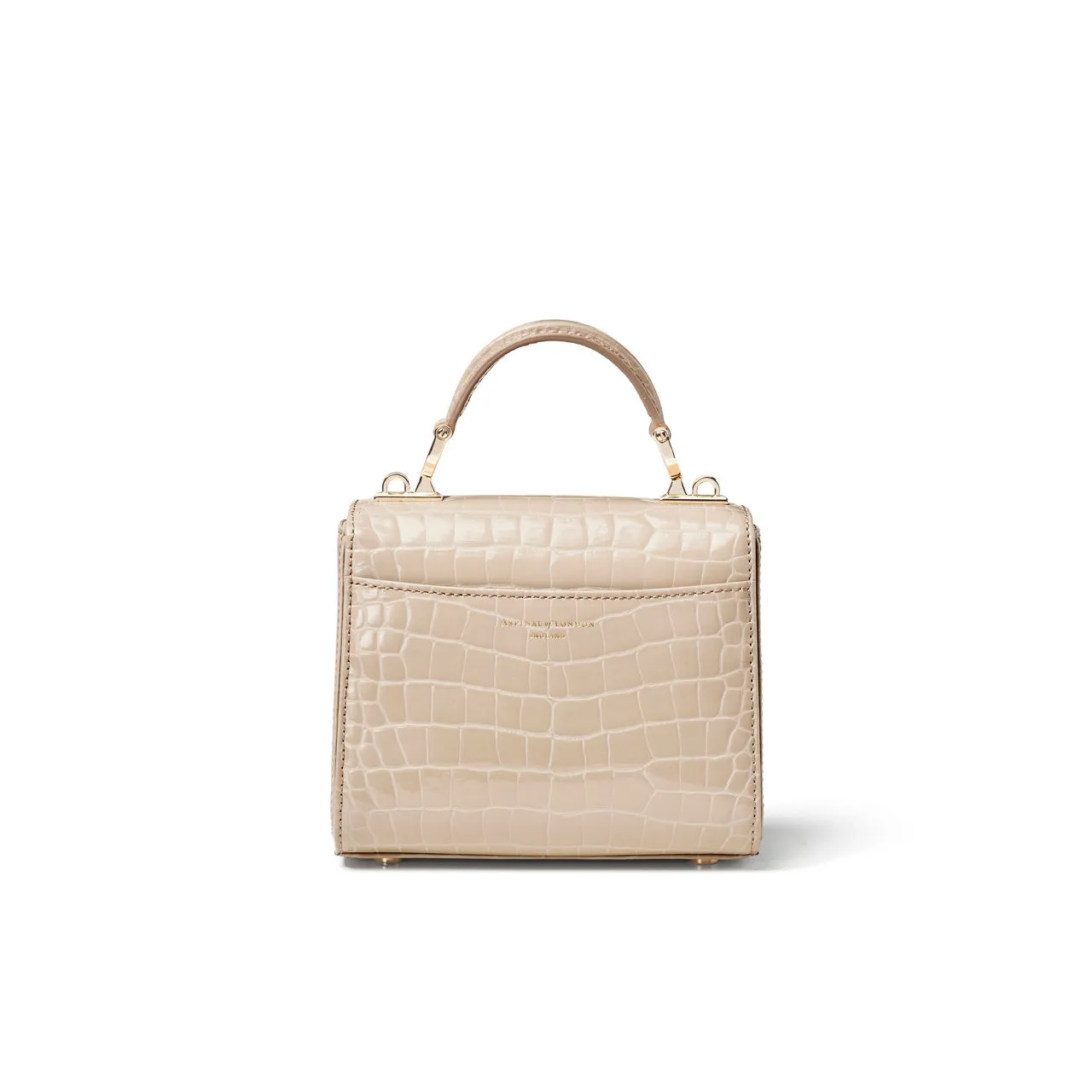 ASPINAL OF LONDON ONLINE EXCLUSIVE Mayfair® Patent-Croc Mini Crossbody Bag - Taupe