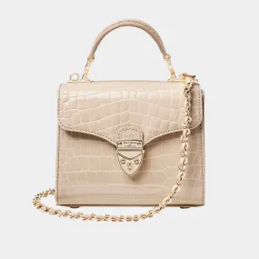 ASPINAL OF LONDON ONLINE EXCLUSIVE Mayfair® Patent-Croc Mini Crossbody Bag - Taupe