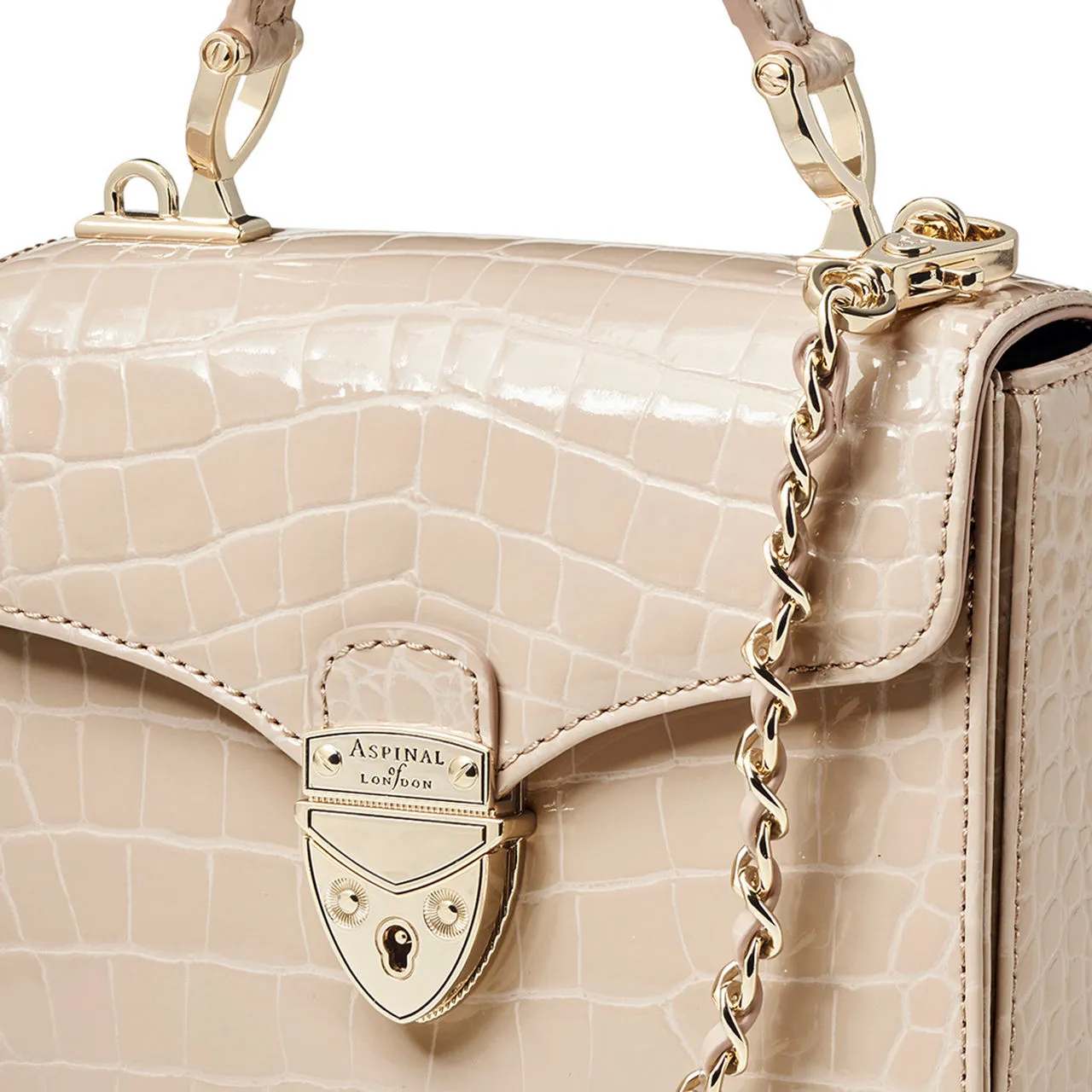 ASPINAL OF LONDON ONLINE EXCLUSIVE Mayfair® Patent-Croc Mini Crossbody Bag - Taupe