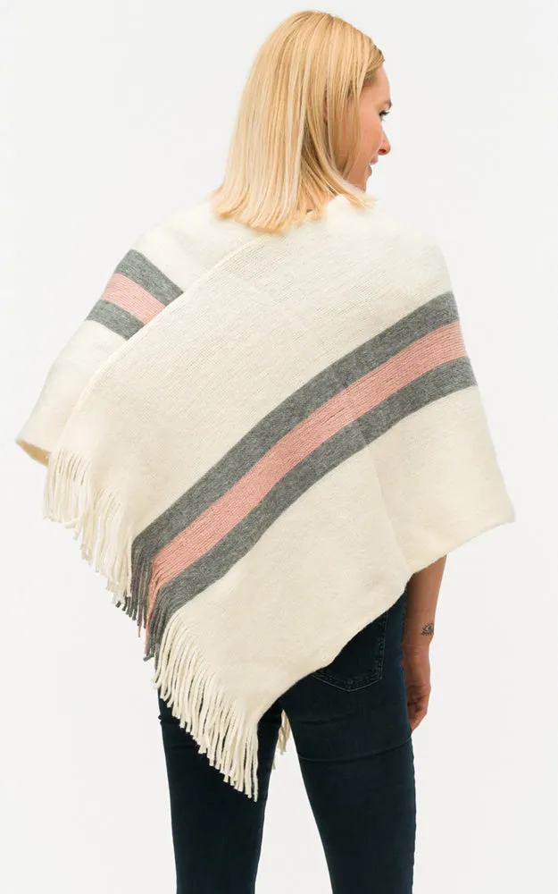 BAAP6038 Stripe Accent Comfy Soft Poncho