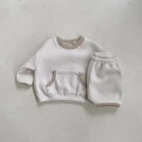 Baby BH Kangaroo Pocket Fleece Top and Shorts Set (3-18m) - Cream