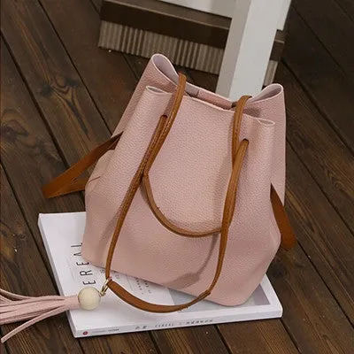 Bags Handbags Women Famous s PU Leather Tassels Shoulder Bucket Bag With Clutch bolsos femenina