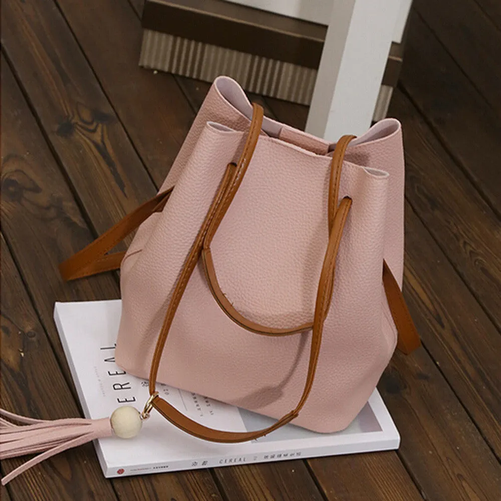 Bags Handbags Women Famous s PU Leather Tassels Shoulder Bucket Bag With Clutch bolsos femenina