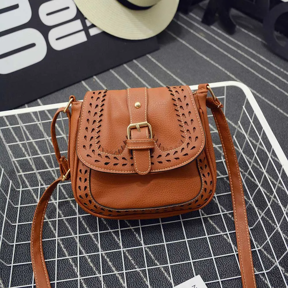 Bags Handbags Women Famous s Vintage Hollow Out PU Leather Messenger Saddle Shoulder Bag bolsos femenina