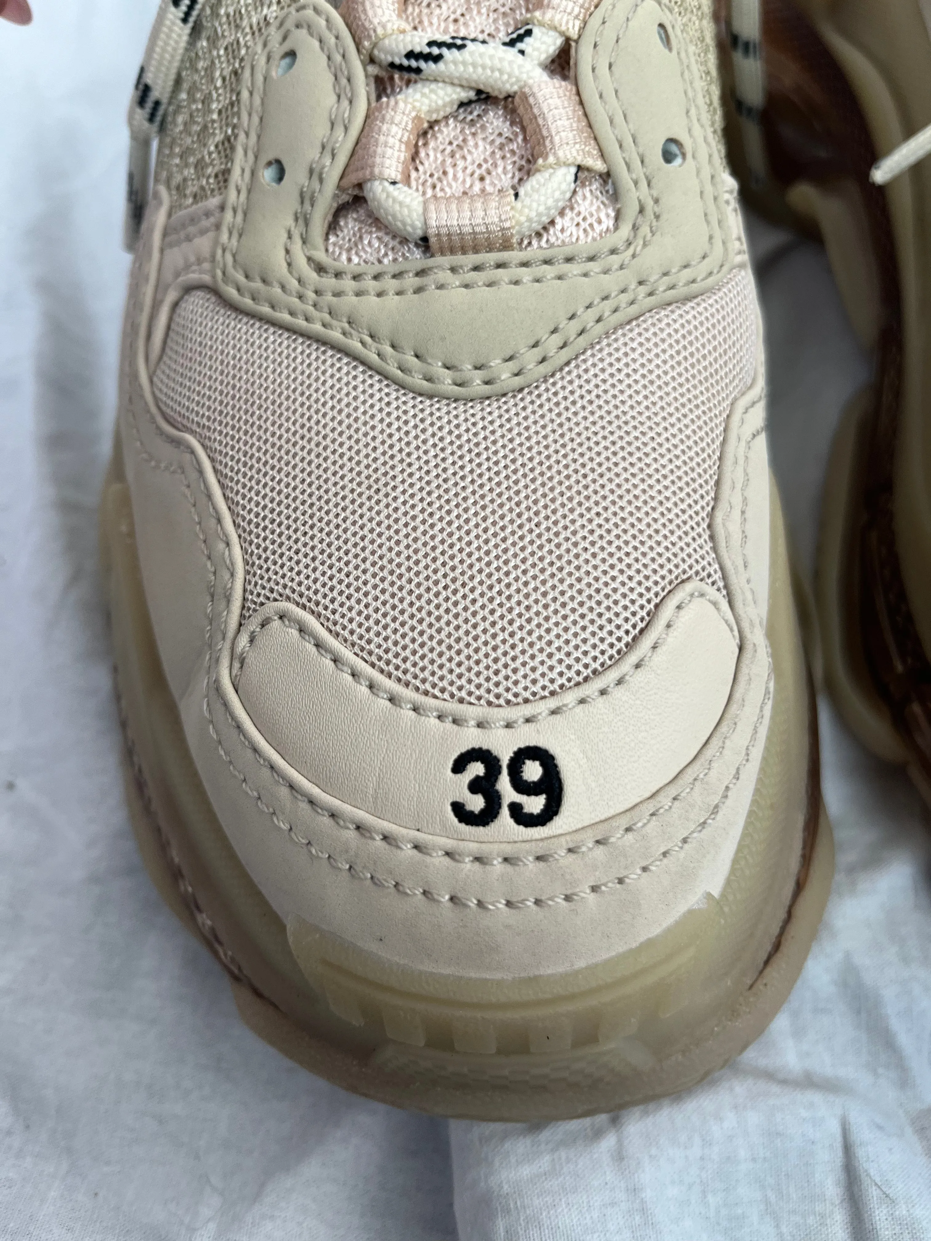 Balenciaga 825 Beige Triple S Clear Sole Trainers 39