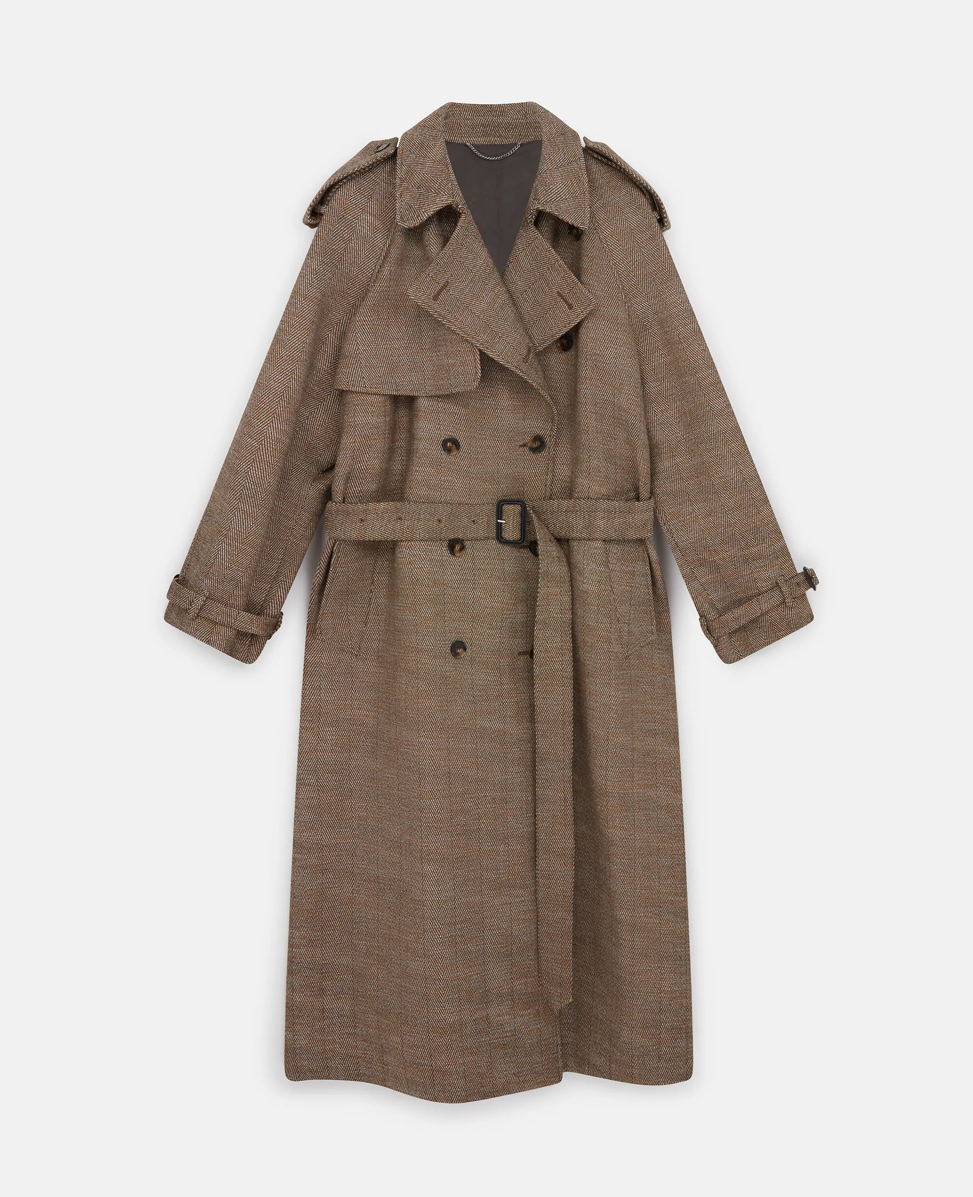 Belted Herringbone Trench Coat