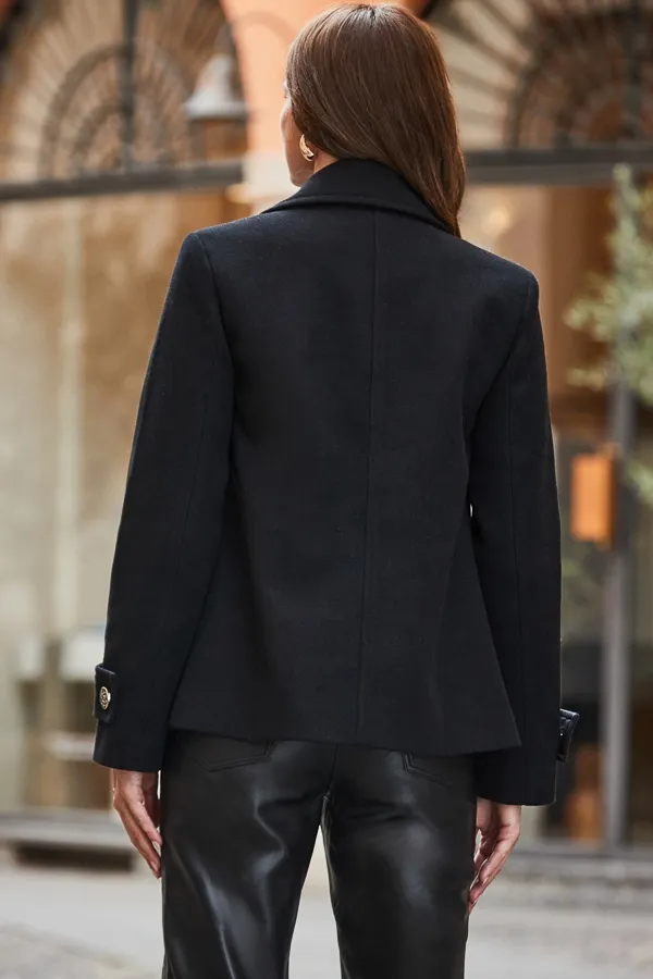 Black Peacoat With Gold Buttons