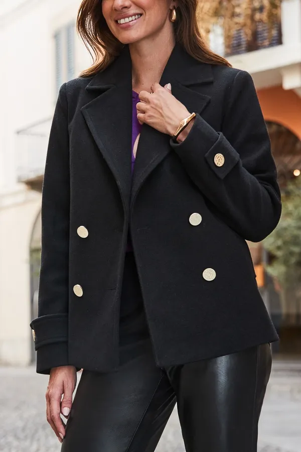 Black Peacoat With Gold Buttons