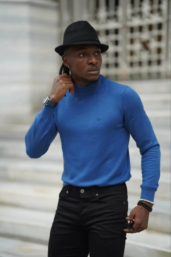 Blue Mock Turtleneck