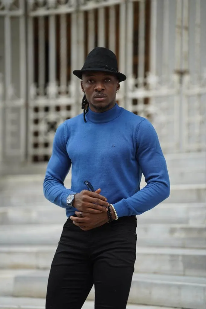 Blue Mock Turtleneck