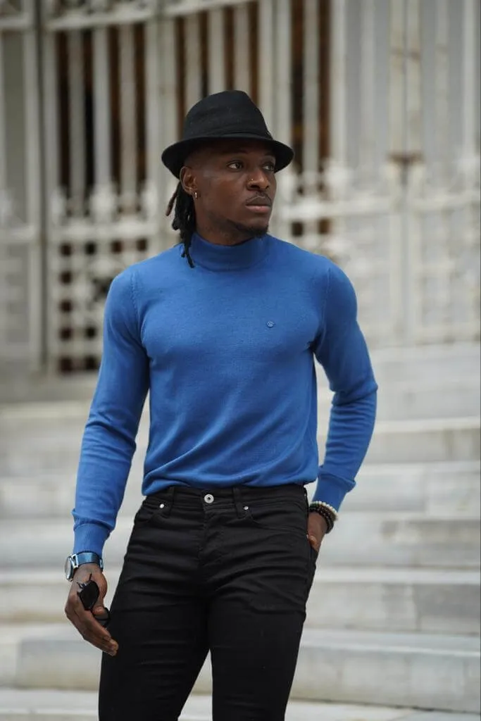 Blue Mock Turtleneck