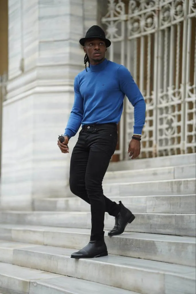 Blue Mock Turtleneck