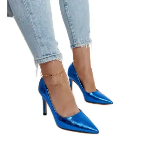 Blue patent wines stilettos