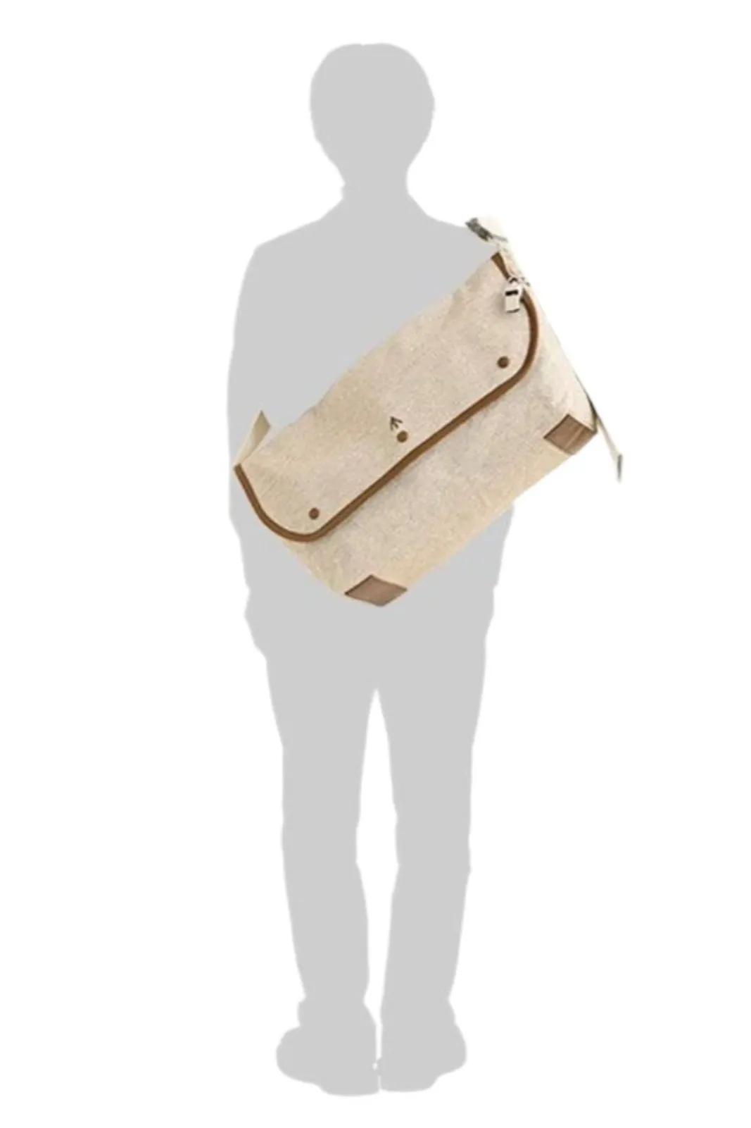 Broad Arrow Messenger Bag L Beige