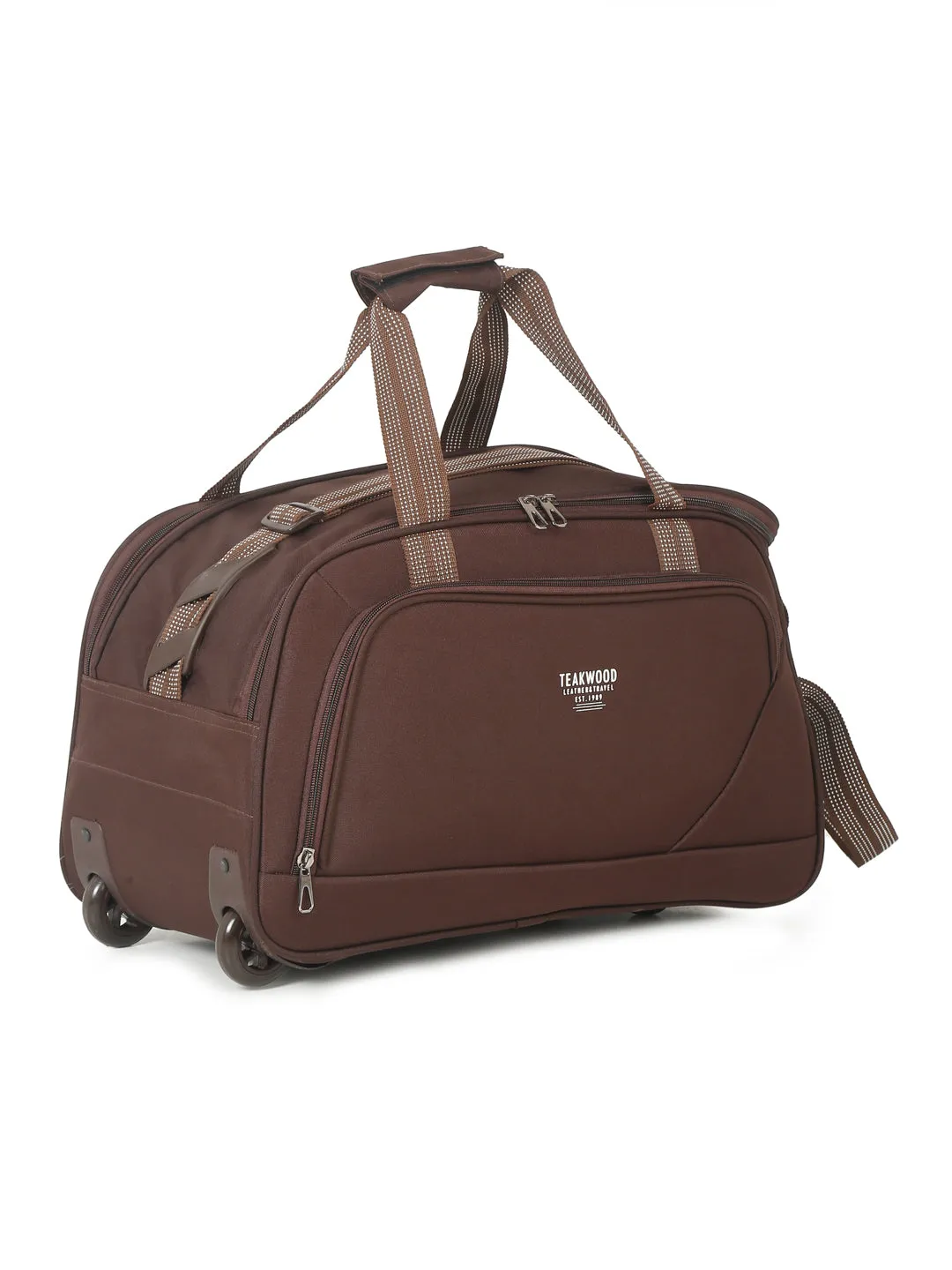 Brown Printed Large Duffel Bag