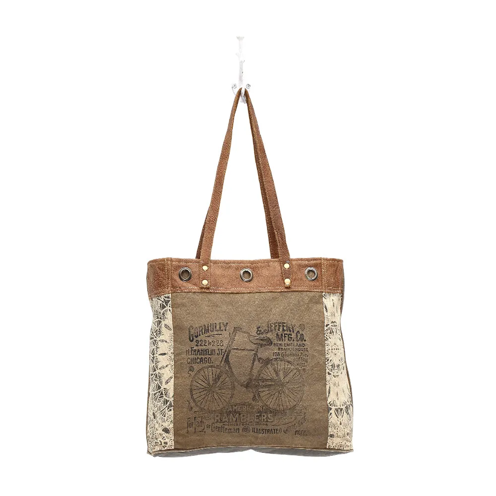 By-Cycle Print Canvas Tote Bag