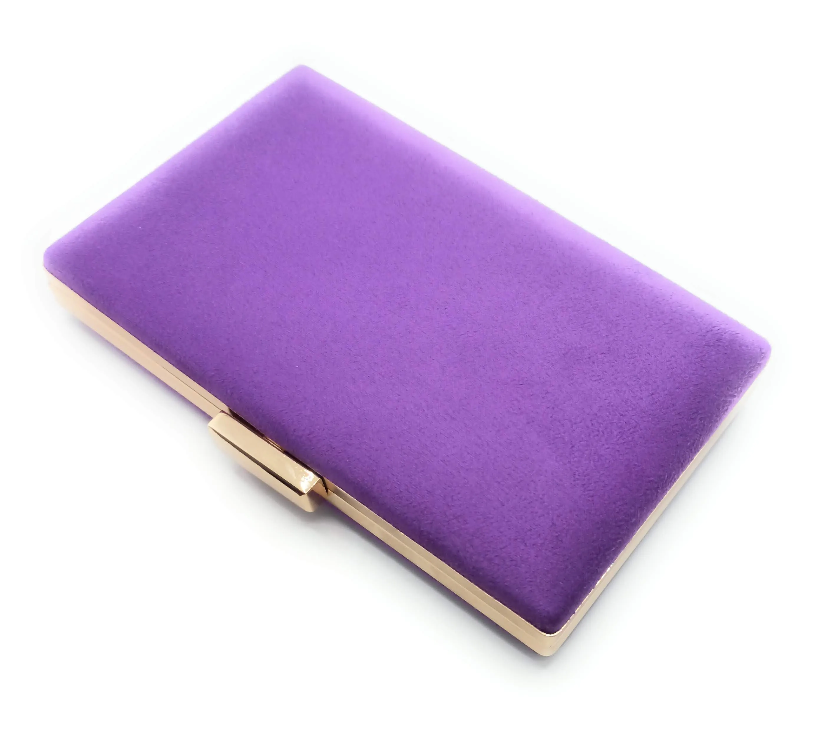 Cartera De Mano Bolso Fiesta Rectangular · Ante Morado Oro