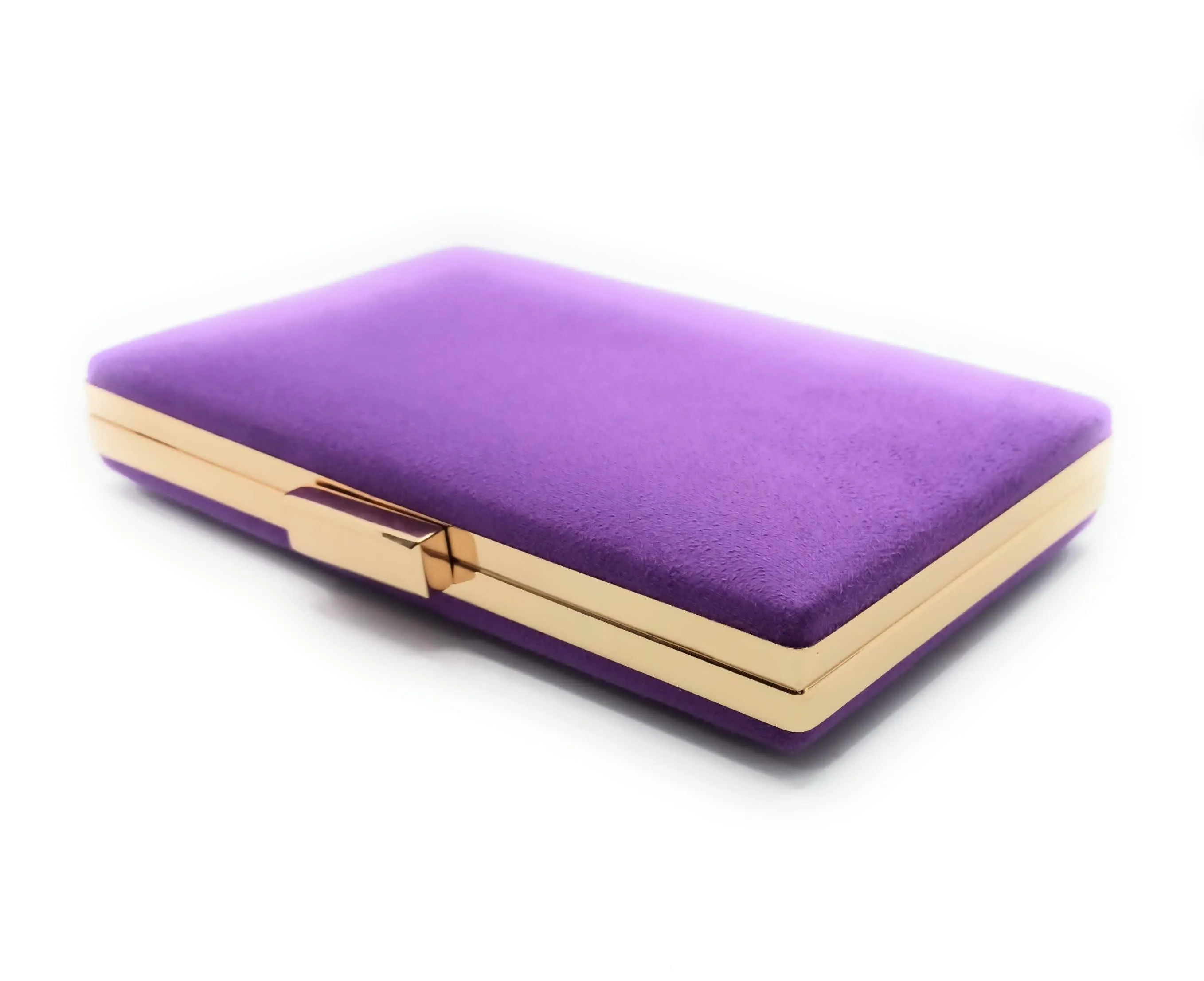 Cartera De Mano Bolso Fiesta Rectangular · Ante Morado Oro