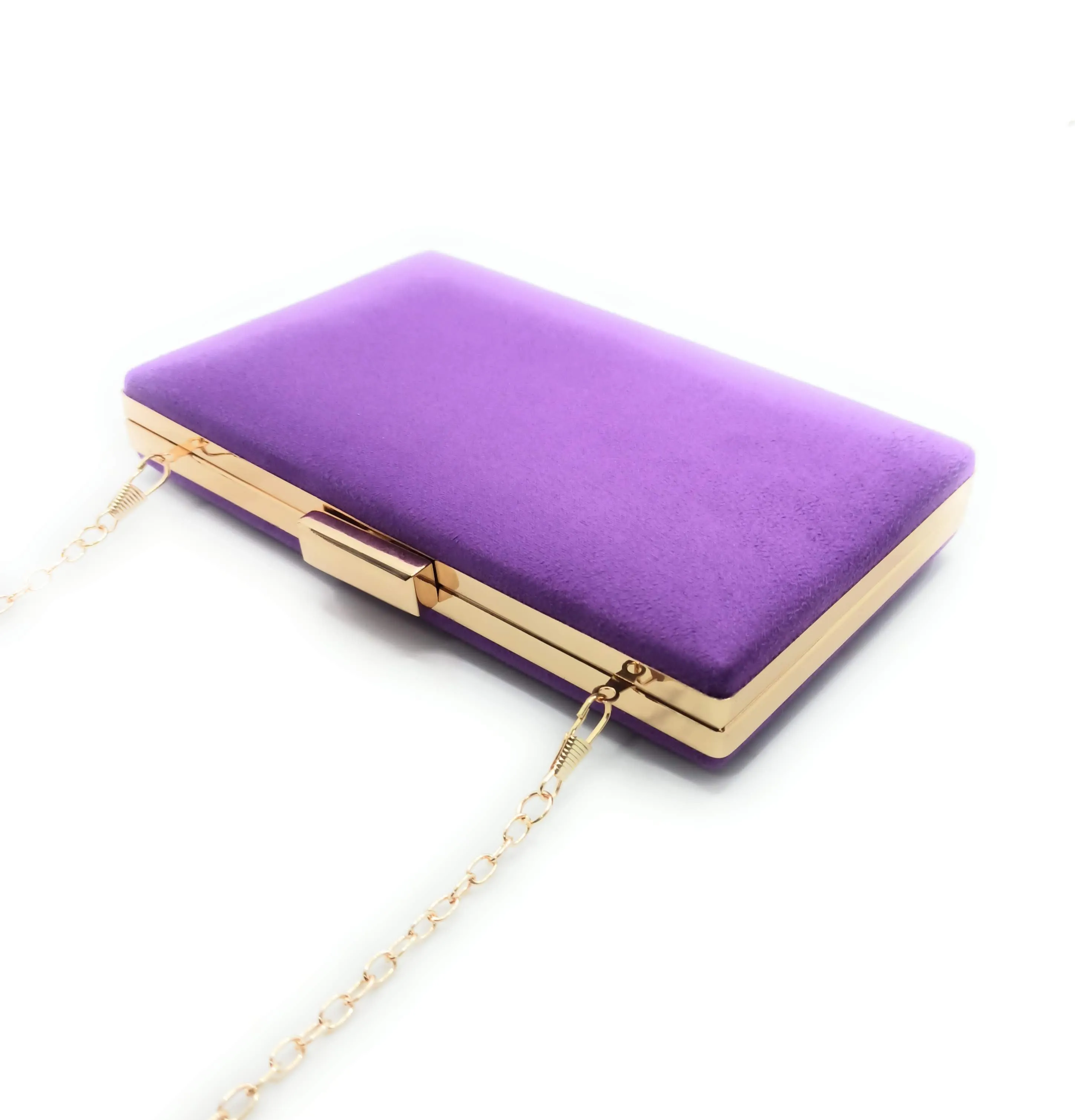 Cartera De Mano Bolso Fiesta Rectangular · Ante Morado Oro