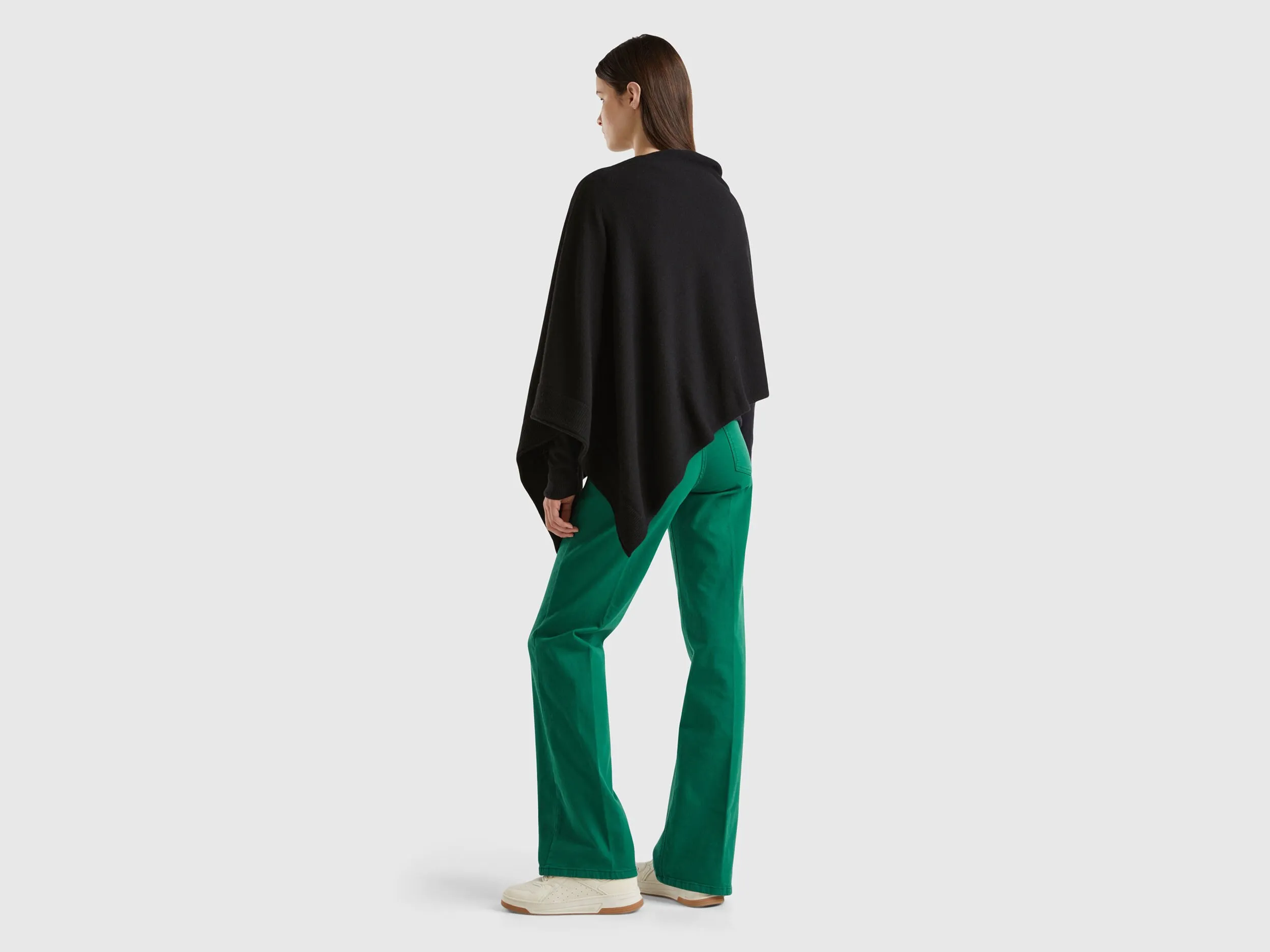 Cashmere blend poncho - Black | Benetton