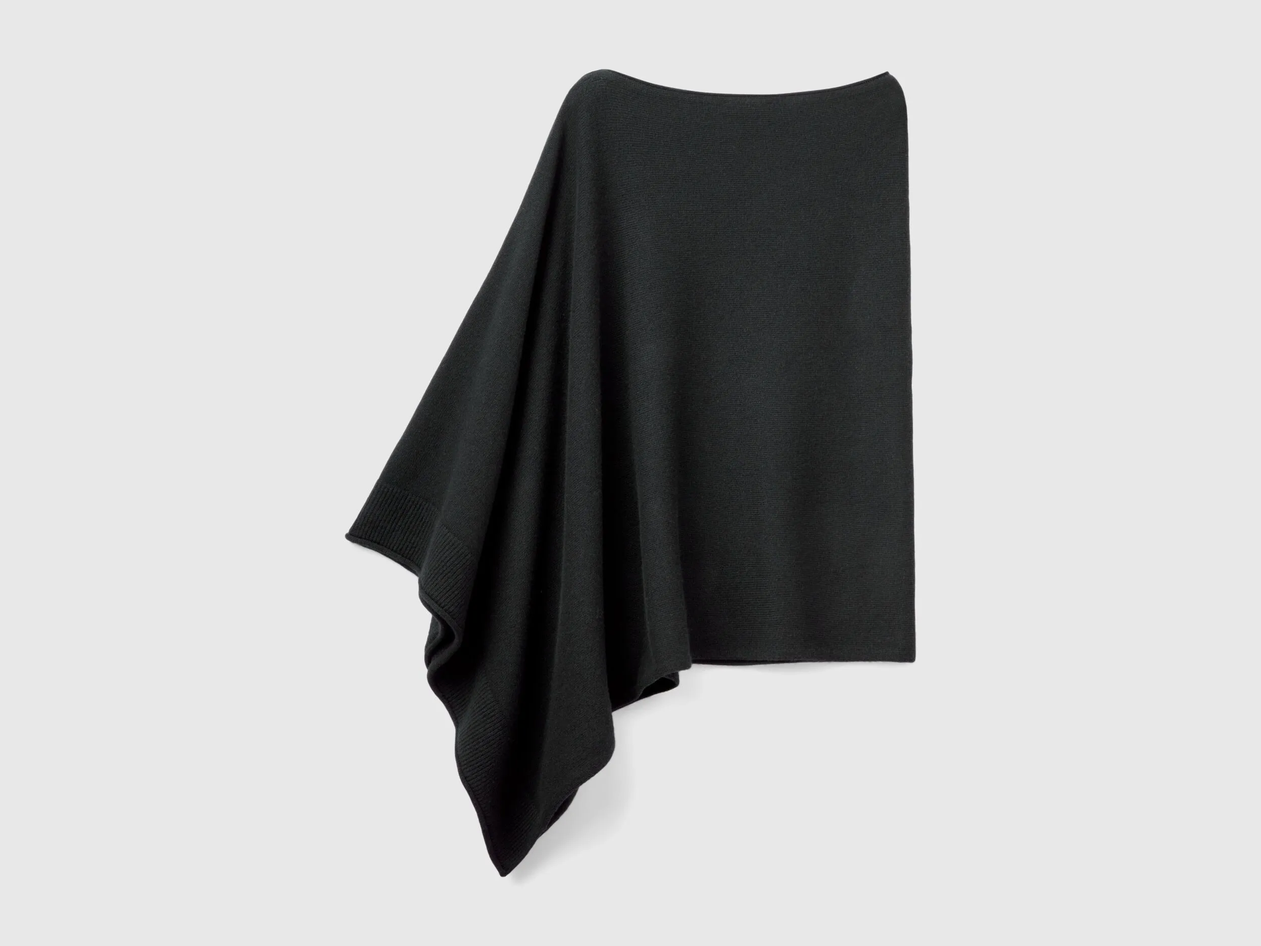 Cashmere blend poncho - Black | Benetton