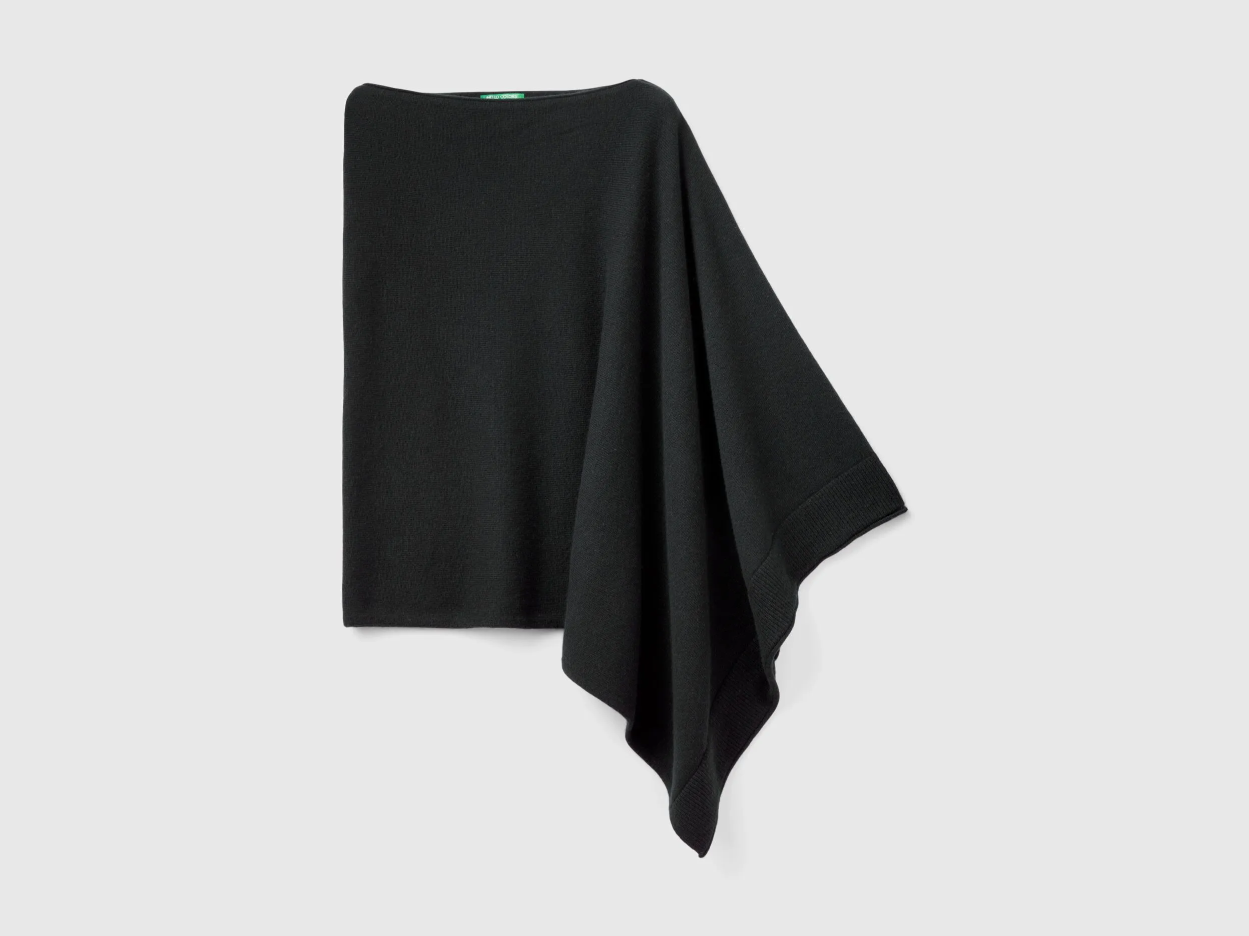 Cashmere blend poncho - Black | Benetton