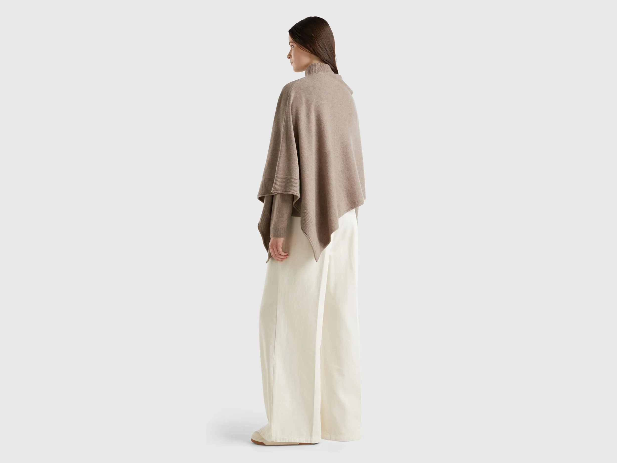 Cashmere blend poncho - Brown | Benetton