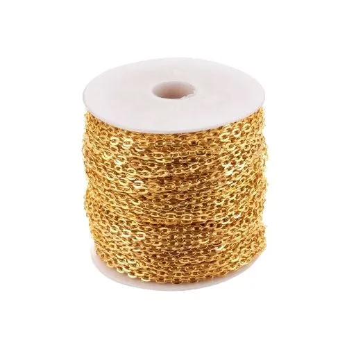 Chain, Iron, Cable Chain, Open Link, Flat, Oval, Gold Plated, 5x3.3mm