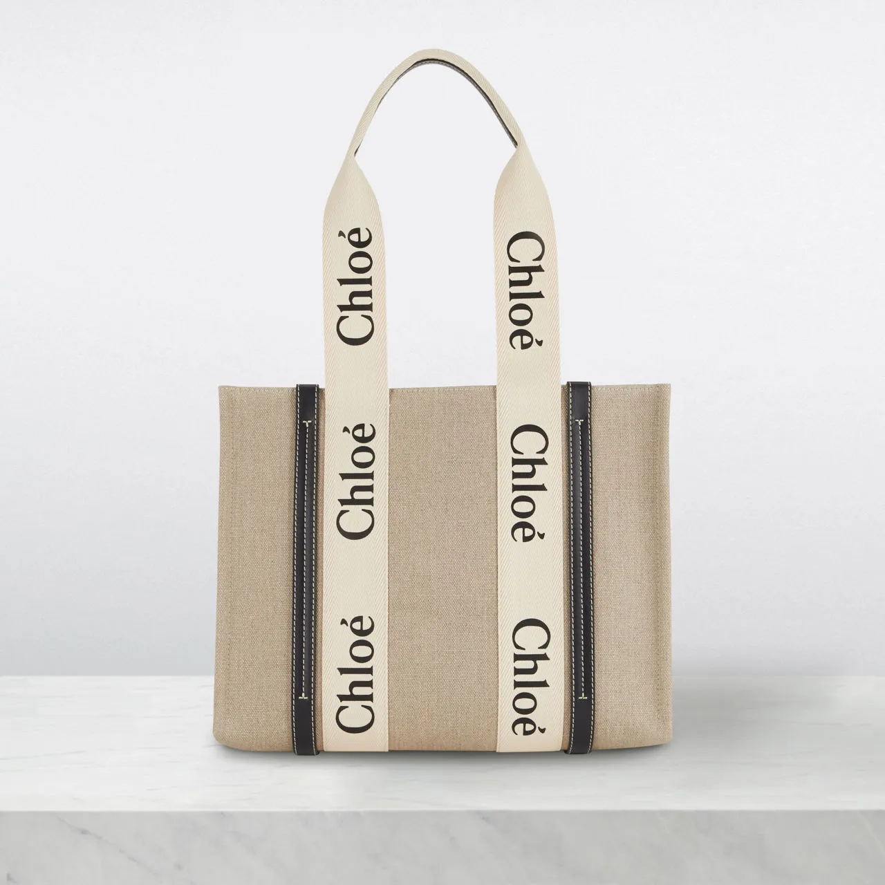 CHLOÉ Woody Tote - White Blue