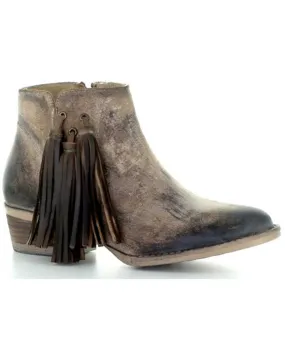 Circle G Women's Zipper And Fringe Ankle Booties - Round Toe