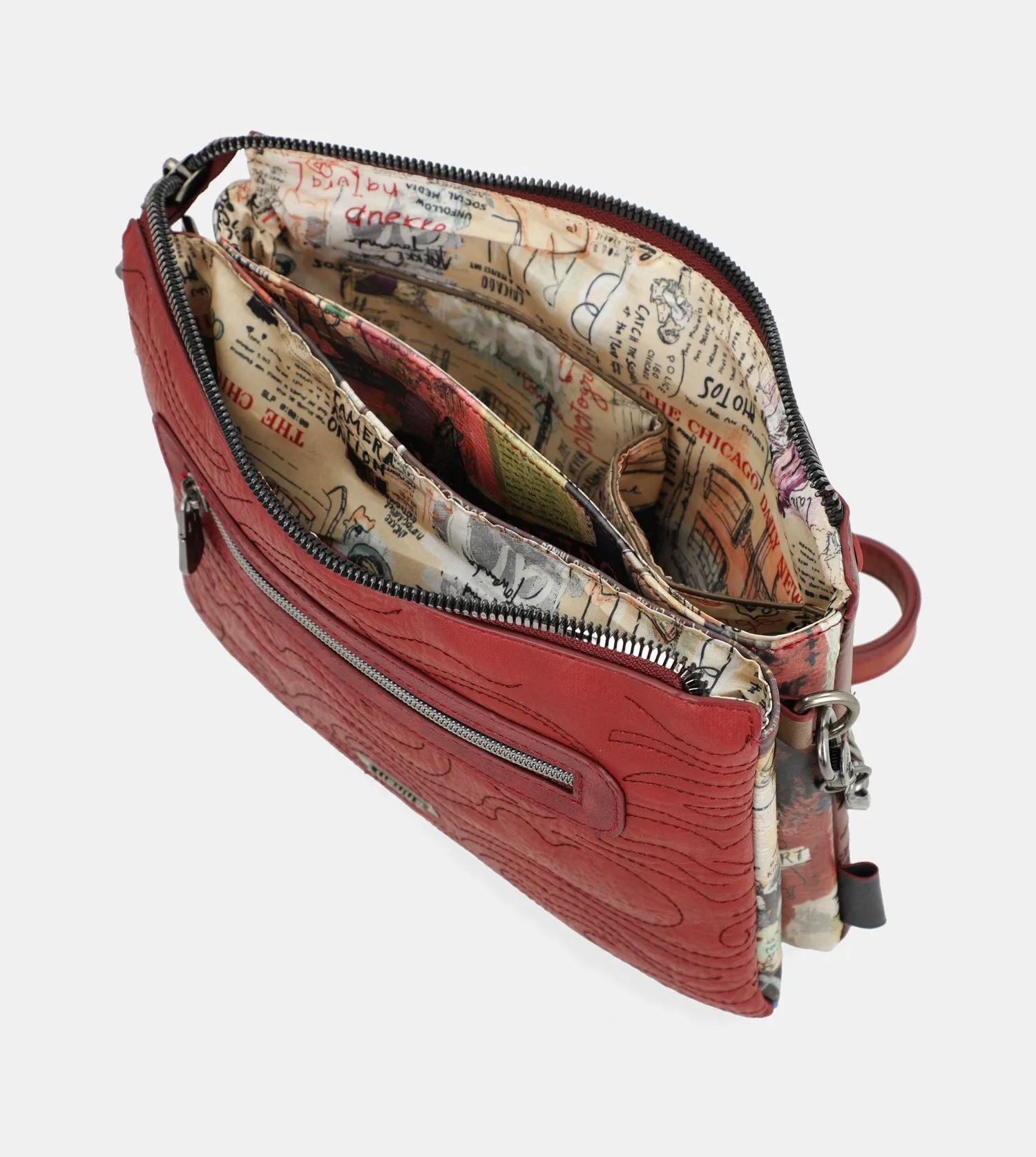 City Art double compartment crossbody bag