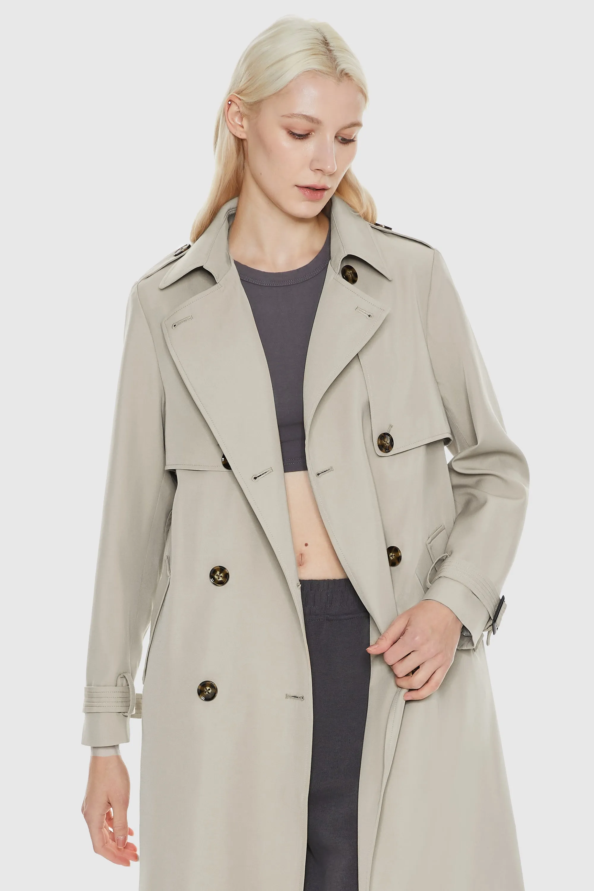 Classic Double-Breasted Lapel Trench