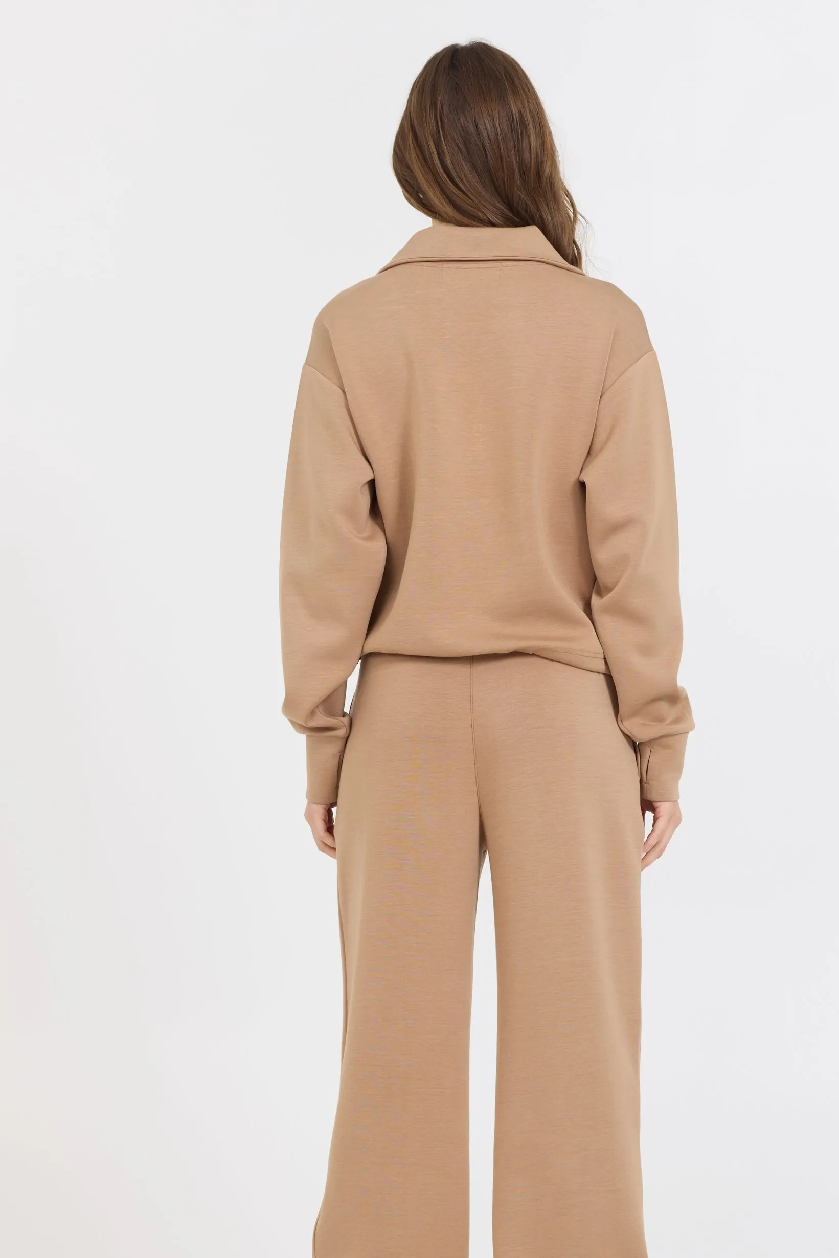 Cloud Fleece Quarter Zip in Caramel