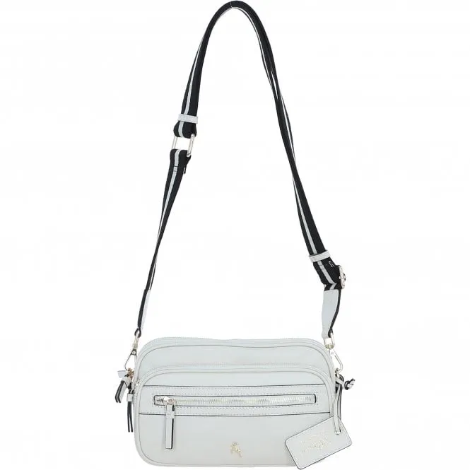 Compact Twin Zip Ashwood Leather Crossbody Bag White: X-35