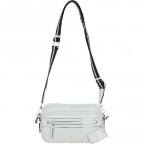 Compact Twin Zip Ashwood Leather Crossbody Bag White: X-35