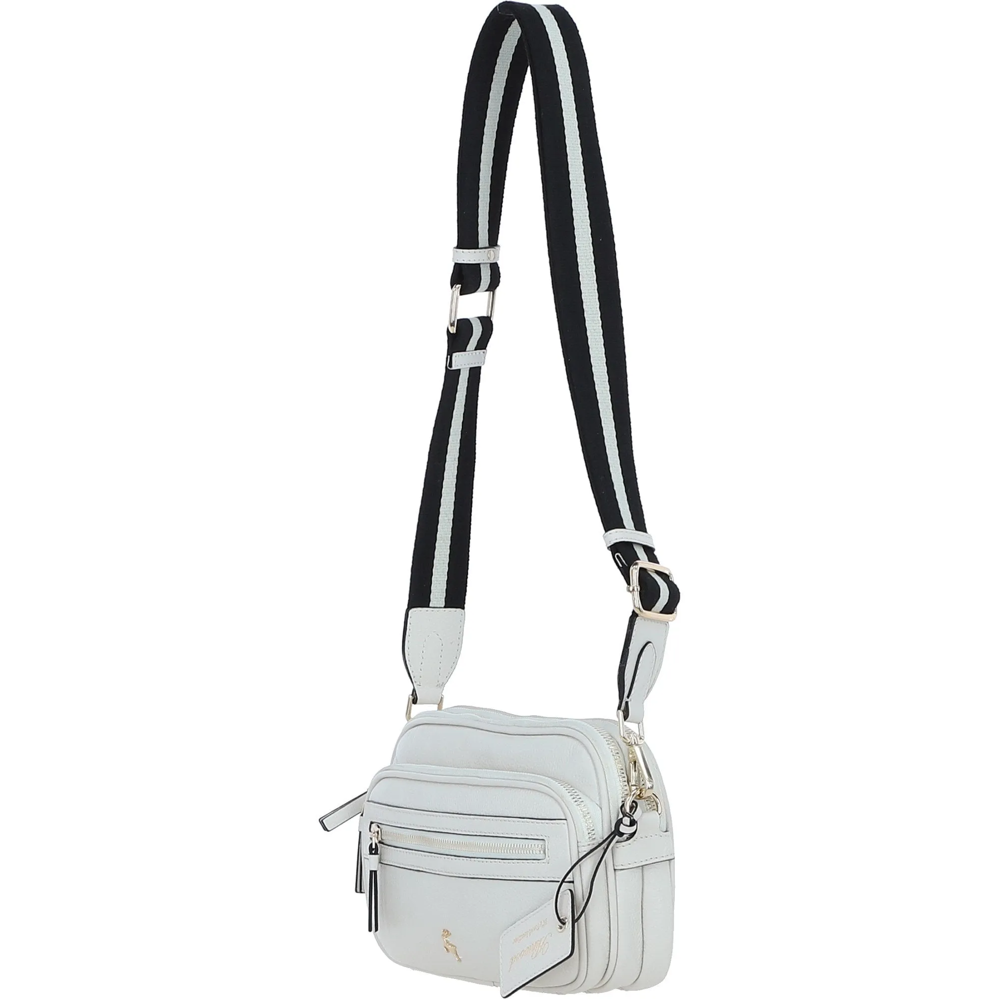 Compact Twin Zip Ashwood Leather Crossbody Bag White: X-35