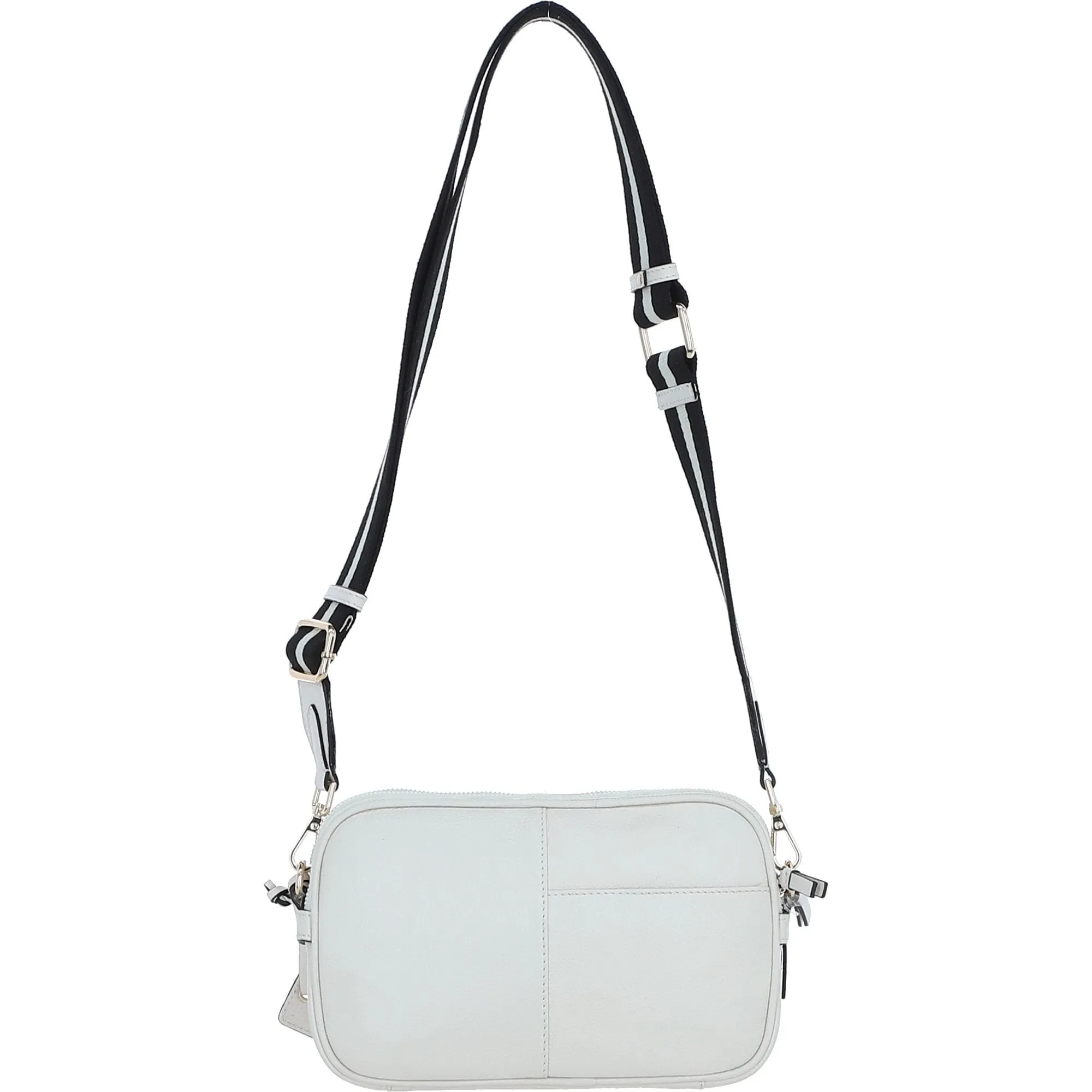 Compact Twin Zip Ashwood Leather Crossbody Bag White: X-35