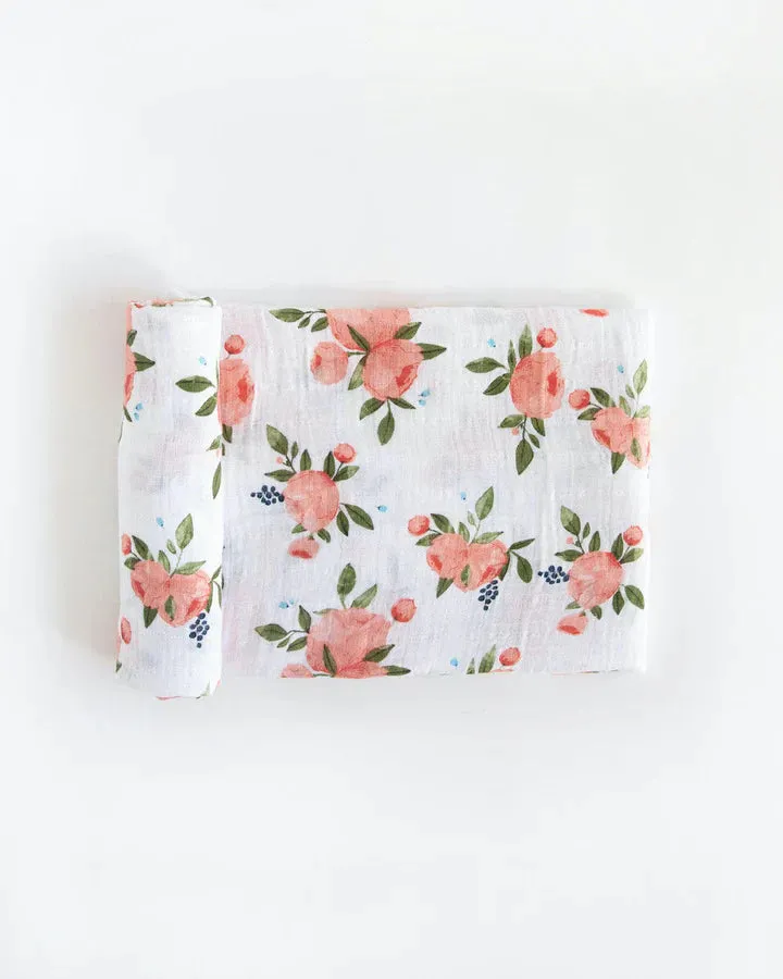 Cotton Swaddle, Watercolor Roses