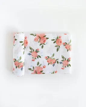 Cotton Swaddle, Watercolor Roses