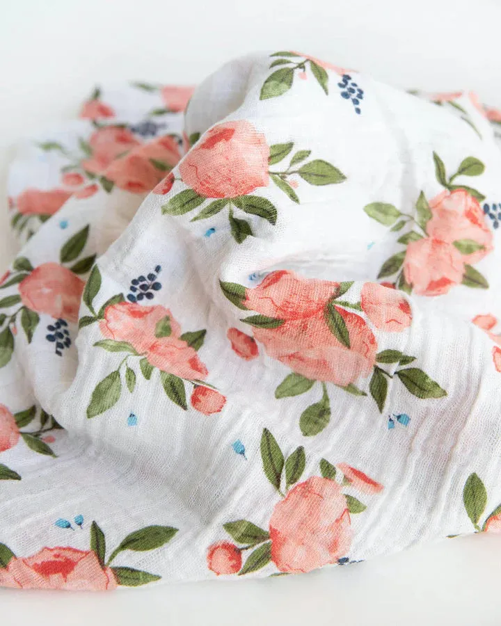 Cotton Swaddle, Watercolor Roses